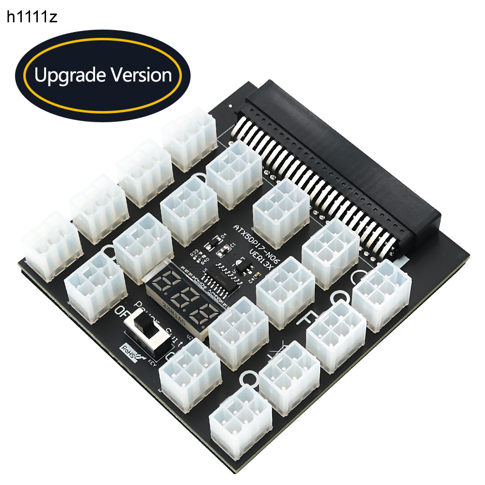 PCI-E 12В 50Pin до ATX 17 x 6P – обзор и цена 2400W Server Psu Breakout Board
